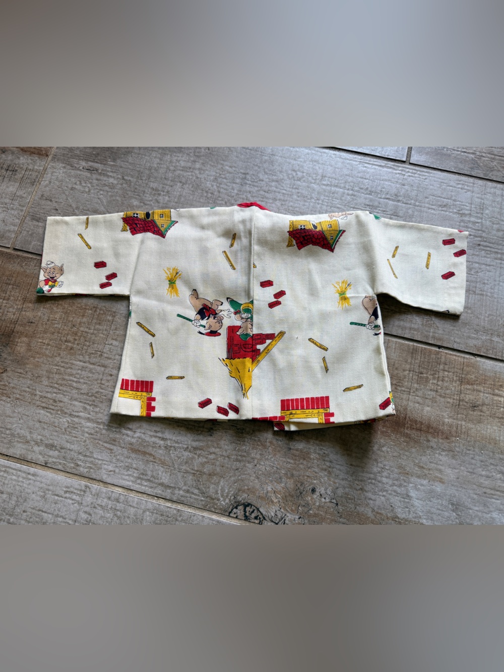 Vintage Infant Three Little Pigs and the Big Bad Wolf Bib or Art Smock